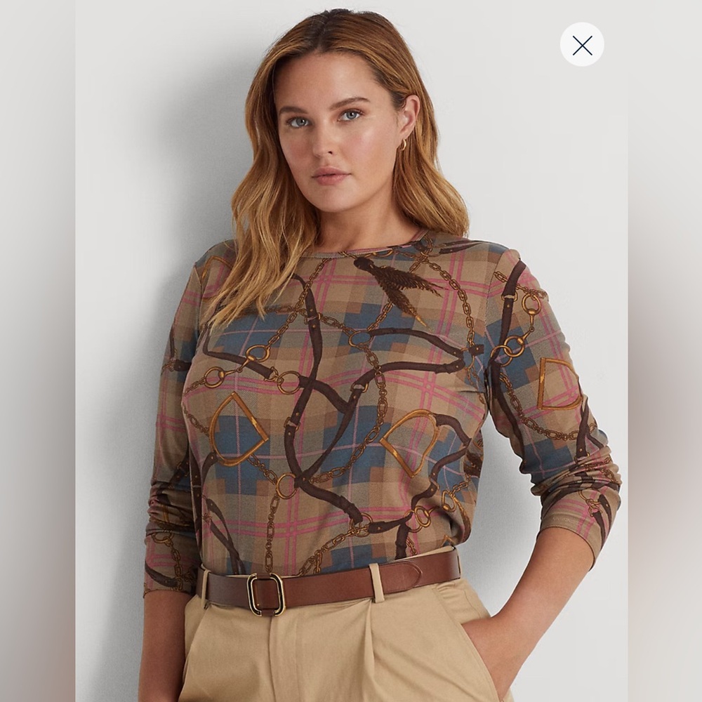 Women's Plaid Chain Print Top